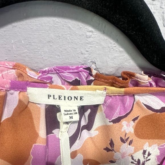 NEW Pleione Floral Ruffle Sleeve Blouse - Pink and Yellow size M - Picture 2 of 6